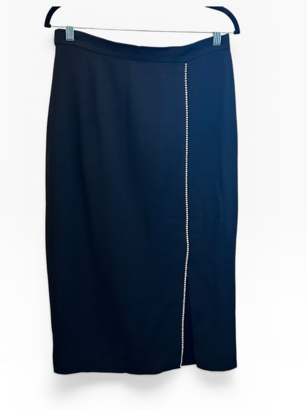 Vintage Solini Black Pencil Skirt with Rhinsstones Size 12